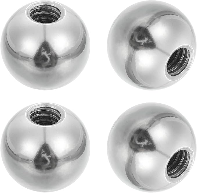 PATIKIL 4Pcs 17mm Ball Nuts Knob, 1/4"-20 UNC Female Threaded Steel Swivel Ball Joint Adapter Converter for Super Clamp Camera Hot Shoe Mount Light Tripod Phone Holder, Silver