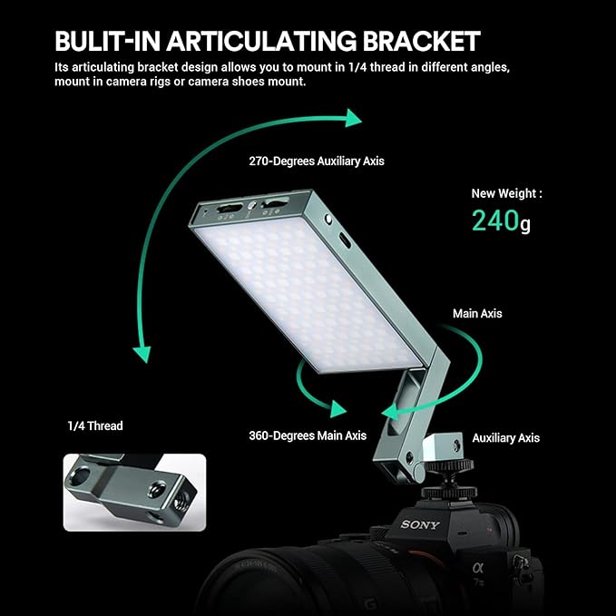 Godox M1 RGB Mini Creative Light,Led Video Light,13W 2500k-8500k Adjustable,CRI97 TLCT 97 RGB 0-360 Full Color,Music Beats Light Function and 40 FX Lighting Effects with Aluminum Alloy Shell(Green)