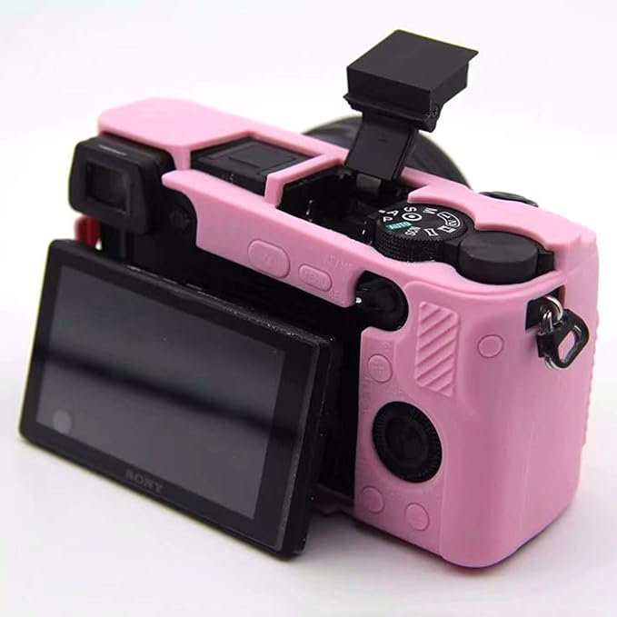 Professional Secure Silicone Camera Cases Bag Housing Rubber Body Skin for Sony Alpha a6400 Mirrorless Camera (Pink)