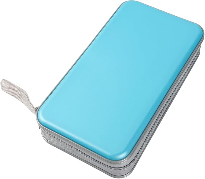 alavisxf xx CD Case, 96 Capacity Hard Plastic CD Holder Protective DVD Disc Storage Case Holder Portable Zipper CD DVD Organizer Storage Wallet for Car Home Travel (96 Capacity, Sky Blue)