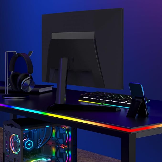 RGB Backlight for PC & Mac, LED Strip Light Sync with Screen Color or Music, Stick to The Edge of Your Desk, LEDs for Desk Gaming, USB Port, Software Control, 7.88ft / 2.4m