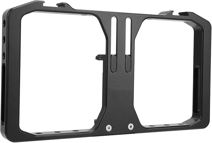 Smartphone Video Rig Aluminum Alloy Phone Cage Stabilizer Grip Frame, Phone Video Stabilizer with Hot Shoe Mount and 1/4 Inch Screw Holes for Filmmaking Vlogging