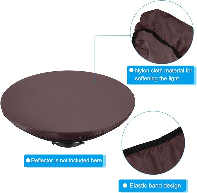 PATIKIL 17" 42cm Soft Diffuser Lamp Cover, Cloth Diffuser Strobe Reflector Lamp Sock for Flashing Light Dish Photography Studio, Brown