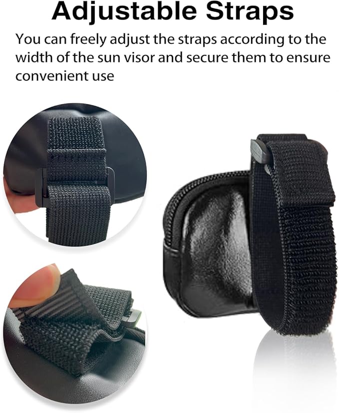 Garage Door Opener Holder for Visor, Mini Universal Bag for Garage Door Key Fob Remote Control, Adjustable Visor Bag Gate Clicker Holder, Carrying Case for Universal Garage/Gate Door Opener Remote