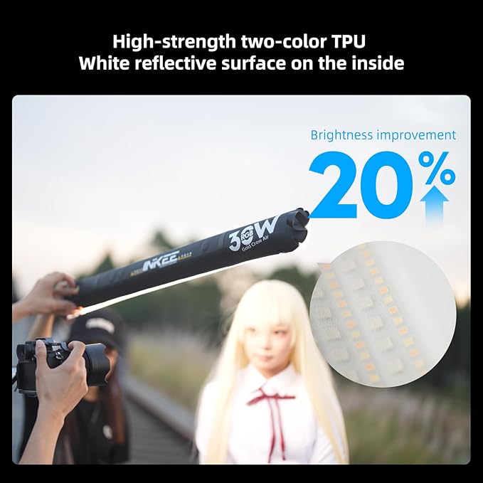 INKEE GC30 RGB LED Tube Light 30W 35.5"/90cm Handheld Video Light, Waterproof Inflatable Photography Light with Magnetic Mount, 2000-10000K CRI 95+ for Filmmaking, Studio, YouTube, Content Creators