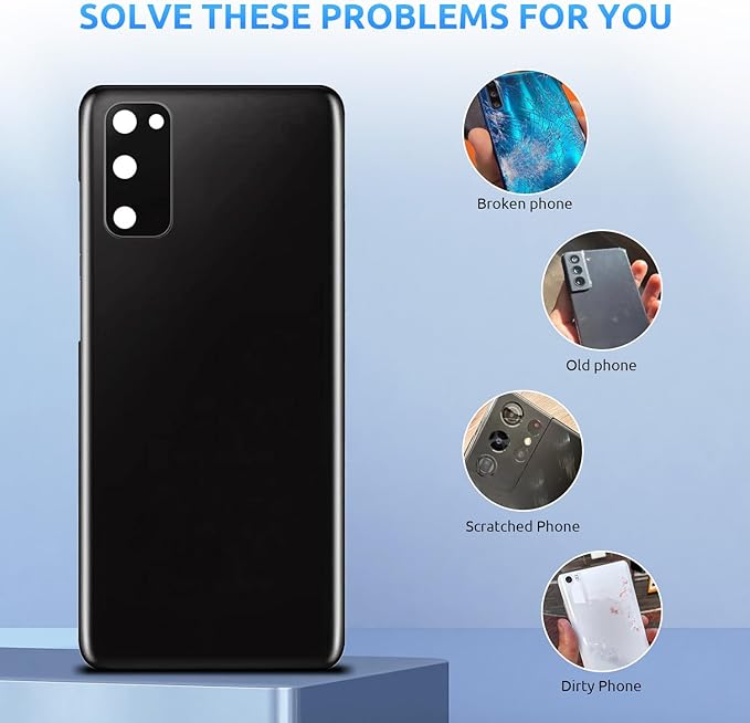 Back Glass Replacement for Samsung Galaxy S20 SM-G980 G981 Back Cover Rear Housing with Camera Lens + Repair Tool Kit Genuine Rear Glass (White)