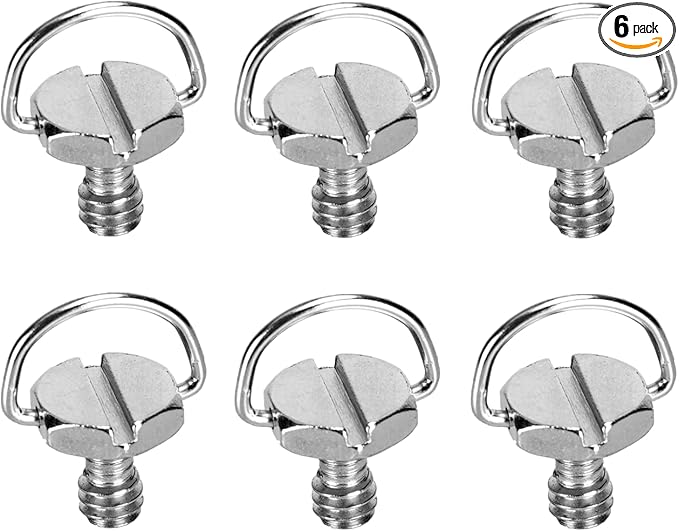 koolehaoda Stainless Steel D Shaft D-Ring 1/4" Mounting Screw 10mm Shaft for Camera Tripod Monopod or Quick Release (QR) Plate - (6 Pack)