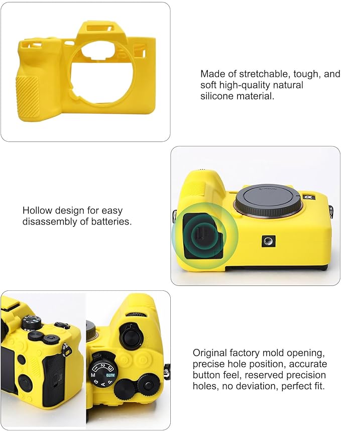 PULUZ Digital Camera Case for Sony A7 IV,Anti-Scratch Soft Silicone Protective Camera Case Camera Skin Case Cover (Yellow)