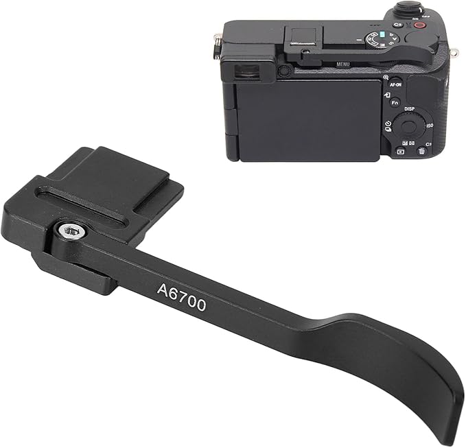 Bewinner Thumb Up Grip for A6700, Aluminum Alloy Camera Thumb Rest with Hot Shoe Cover, Ergonomic Hand Grip for Secure OneHanded (Black)