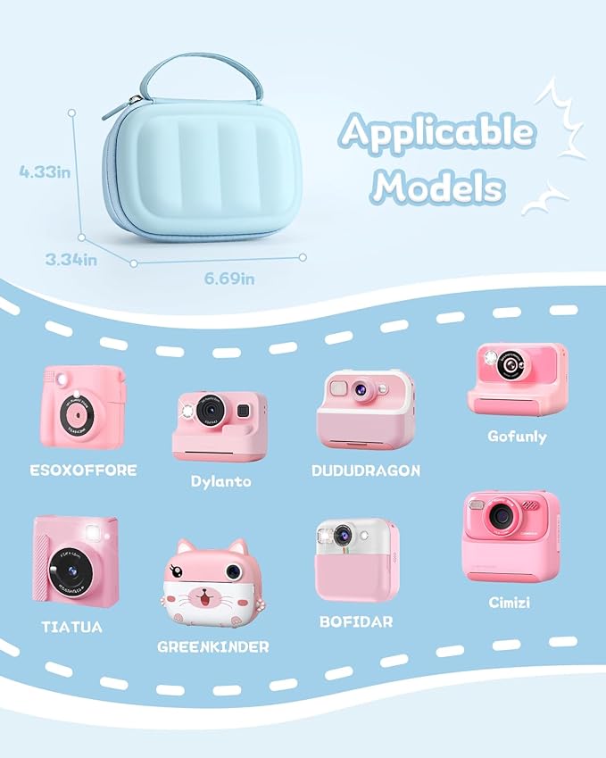 Kids Camera Instant Print Case for ESOXOFFORE, Dylanto, Cimizi,DUDUDRAGON etc - Shockproof Protective Travel Storage Bag with Handle, Cute Gifts for Girls Boys