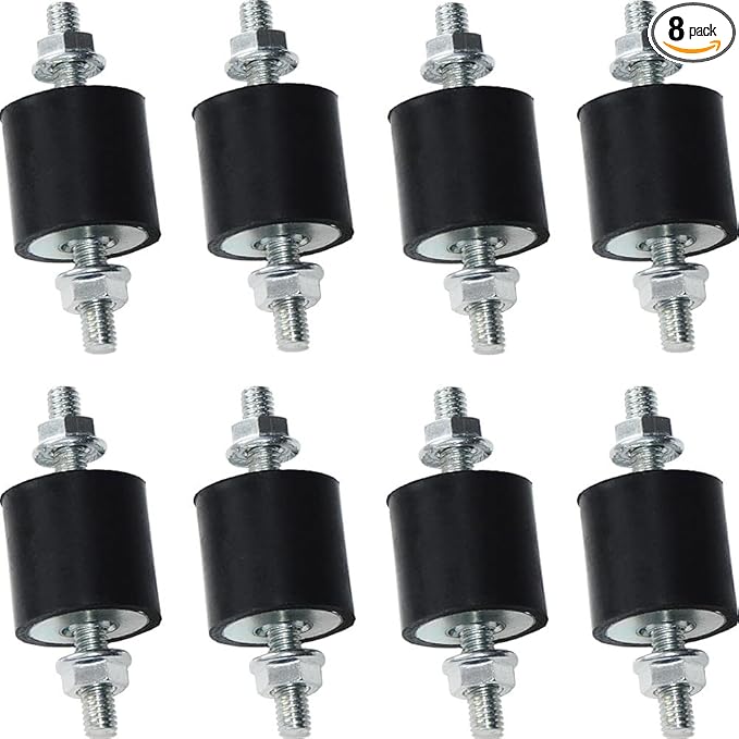 8pcs 25 x 25mm Rubber Mounts Rubber Vibration Isolator Mounts Shock Absorber with M6 x 19mm Studs Vibration Isolators