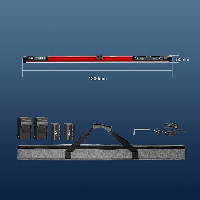 GVM BD45R LED Video Light - 45W Handheld Wand Light with 48" Full Color LED Tube, 2700-10000K Stick Light, APP/DMX Control, 12 Scene Effects, MESH Networking