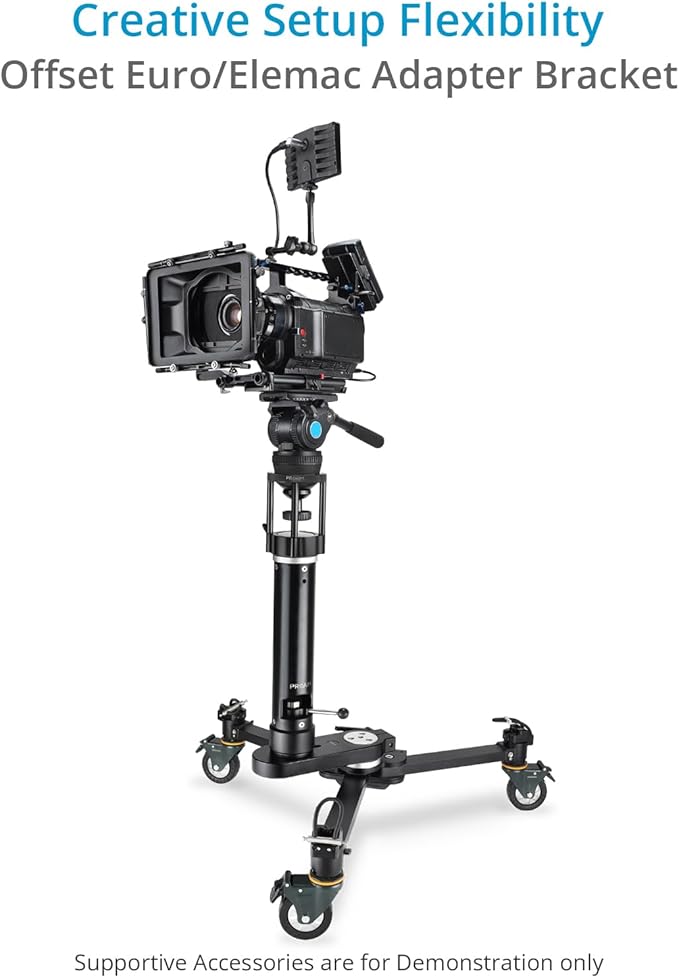 PROAIM Camera Offset Euro/Elemac Adapter Bracket with Integrated Ratchet Knob for Film Dollies & Cine-Style Bazookas. Payload up to 100kg/200lb (EE-281-00)