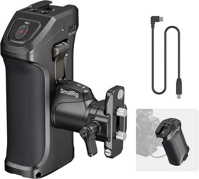 SmallRig Rotating Side Handle with Trigger REC for Sony Selected Mirrorless Cameras, for Sony Alpha 7 IV/Alpha 7R V / A7 III / FX3 / Alpha 9, Compatible with F550/570 Battery, Shutter Control
