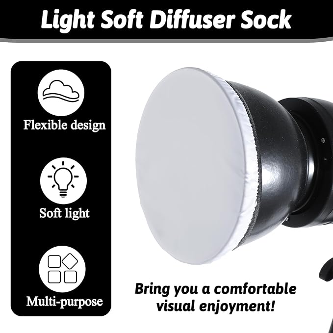7"/18 CM Light Diffuser, 6 PCS Diffuser Lamp Sock Soft Cover Soft White Diffusers Standard Cloth Diffusers Light Sock Softens The Light-Output, Lampshade Reflector for Studio Strobe Reflectors