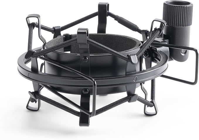 On-Stage MY430 Shock Mount for Studio Mics (55–60 mm) (Elastic Suspension Mount for Large-Diaphragm Condenser Microphones, Adjustable, Vibration Isolation, Steel Adapter, 5/8"-27 Threading, Black)