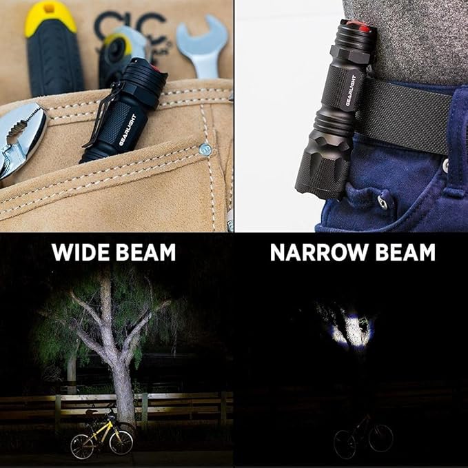 GearLight M3 Mini LED Flashlight - 2 Bright, Small Tactical Flashlights with High Lumens and Pocket Clip for Camping, Outdoor & Emergency Use ﻿ - Black