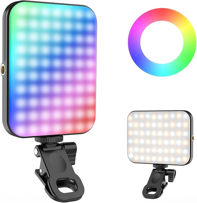 Magnetic Portable Selfie Light for iPhone: RGB Rechargeable Phone Fill Lights, Ring Light for Camera Picture, Makeup Photo, Video Conferences, Laptop Use, Zoom Meetings, TikTok, Vlog Photography
