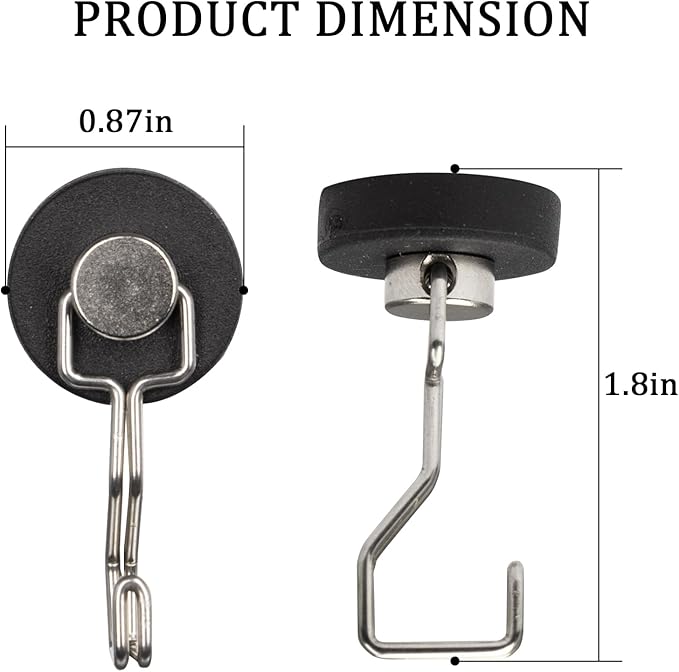 DUGUJIUJIAN Rubber Coated Magnetic Hooks for Cruise Ship Cabin,Kitchen,Garage,Classroom and Office Waterproof Heavy Duty Metal Hangers with Increased Friction and Anti-Scratch Protection(6, Sliver)