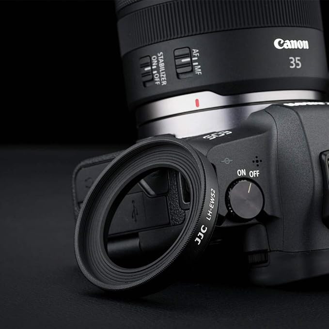 JJC EW-52 Lens Hood Reversible Lens Shade Cover for Canon RF 35mm f/1.8 Macro is STM Lens, Replace Canon EW-52 Lens Hood, Provide Lens with Extra Protector
