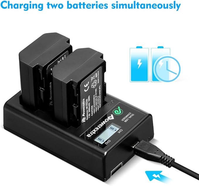 2-Pack NP-FZ100 Battery & Dual Slot Charger Kit for Sony A7III, A7IV, A7C, A6600, A6700, ZV-E1, ZV-E10ii, FX3, FX30, A9, Alpha 9, Alpha 9S, A9S, A7RIII, A7RV Camera Batteries