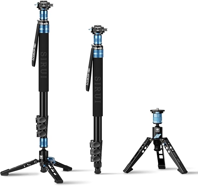 SIRUI 75.8" Monopod with Feet, Professional Aluminum Travel Monopod for Cameras with Quick Release Plate, Max Load 33lbs, Compatible with Sony Canon Nikon DSLR Camera, AM-404FL+QC-55