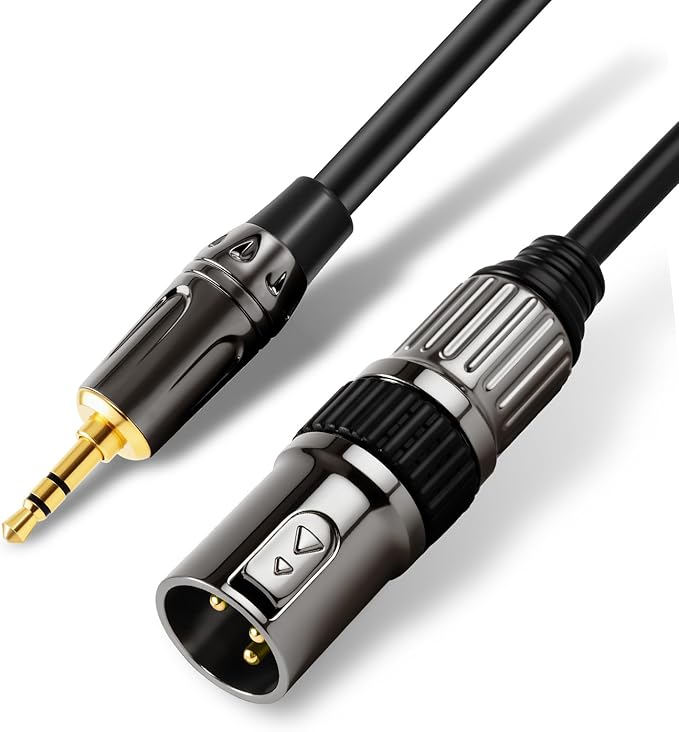 XLR to 3.5mm (1/8 inch) Microphone Cables, 1 Pack 6 Feet Oxygen-Free Copper 3-Pin Male to Male XLR Cables for Smartphone,Laptop, MP3 Player, Podcast Audio Mixer and More