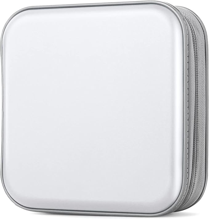 CD/DVD Case Wallet, 48 Capacity, White, Plastic + PP Film + Non-Woven Fabric, Lightweight, Portable