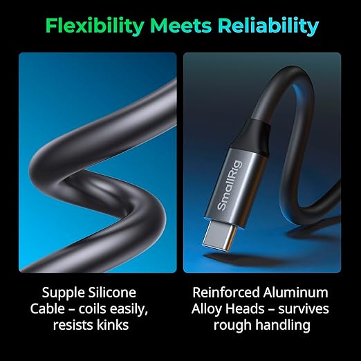 SMALLRIG USB4 40Gbps USB-C Cable, 240W Fast Charging & 8K@60Hz Video & 40Gbps Data Transfer, 35cm/13.8in Straight to Straight Connectors with Cable Tie, for MacBook for iPad Pro for iPhone - 5073