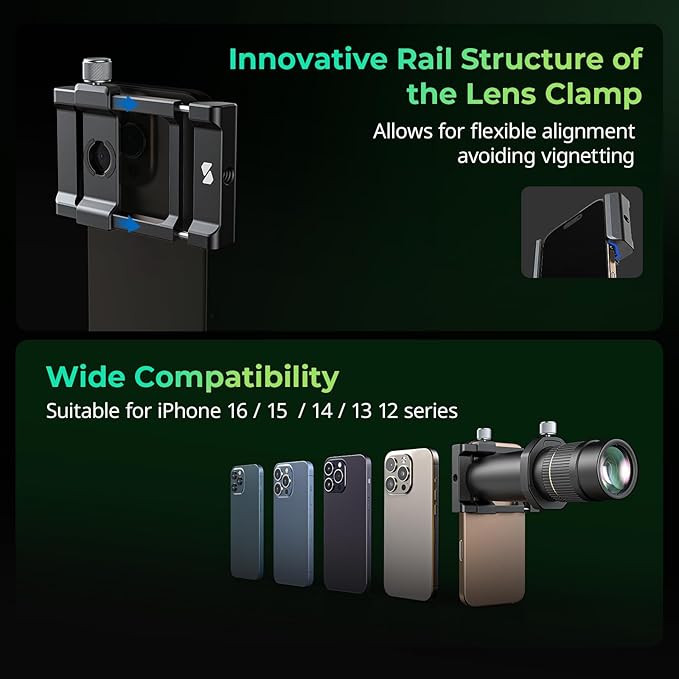 Bundle: SmallRig 1.55XT Anamorphic Lens for Phone 3578B+ SmallRig 8X Telephoto Lens for Mobile Phone (T-Mount) 4737