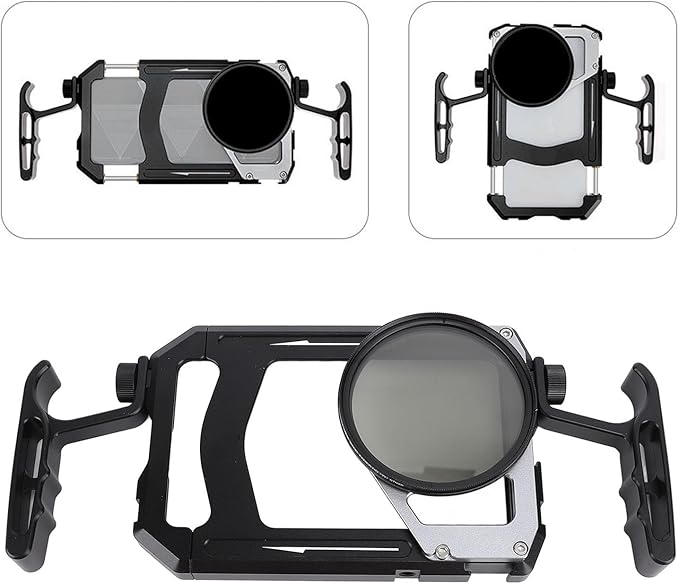 Telescopic Smartphone Video Rig with Handle, Aluminum Alloy Phone Stabilizer Grip for Horizontal Vertical, Includes ND Filter and 1/4" Mount for Vlogging Filmmaking