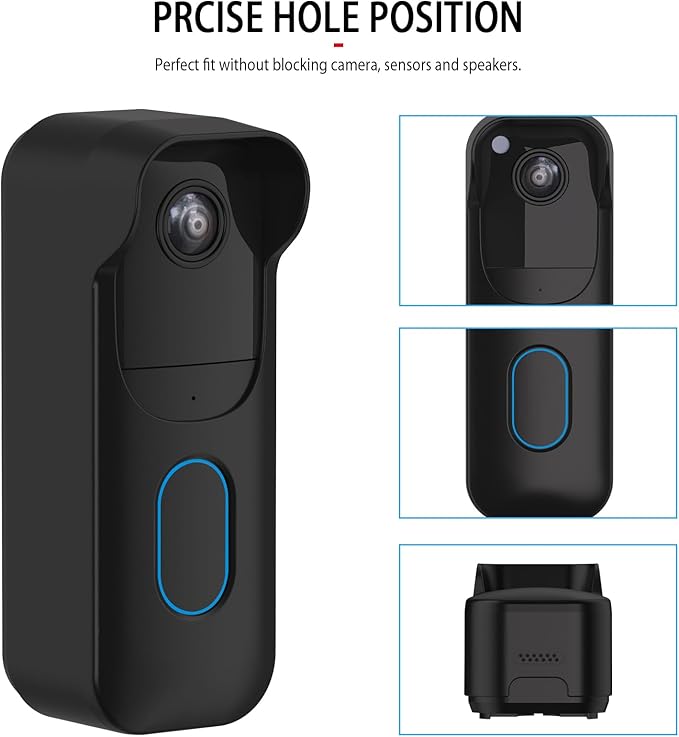 Silicone Skin Case for Blink Video Doorbell (2nd Gen) - Weatherproof Silicone Protective Cover with Brim for All-New Blink Doorbell Camera 2025 Full Protection (Black)