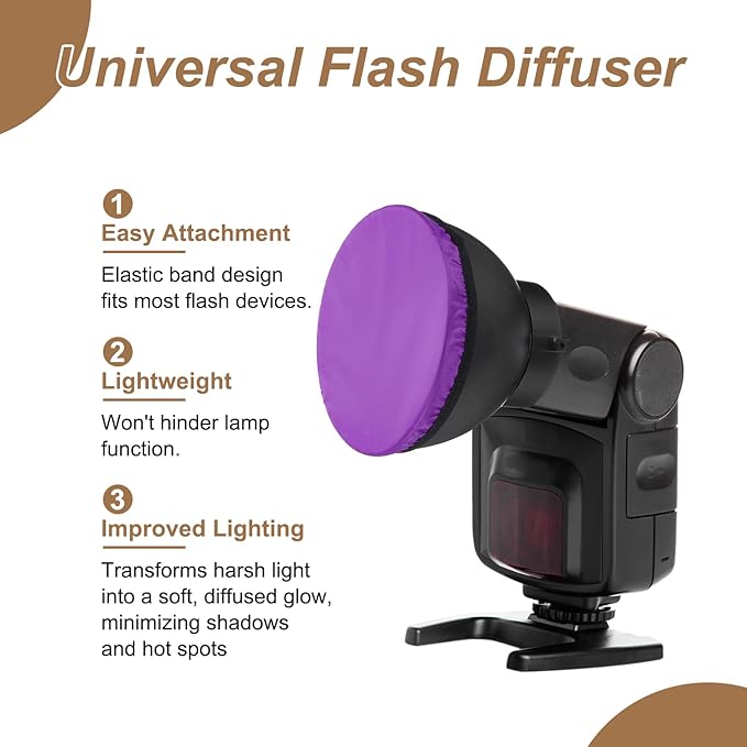 PATIKIL 7.1" x 7.1" Soft Mini Flash Diffuser Cap, 2 Pack Universal Elastic Flash Diffuser Cover for DSLR Camera Flashlight, Purple