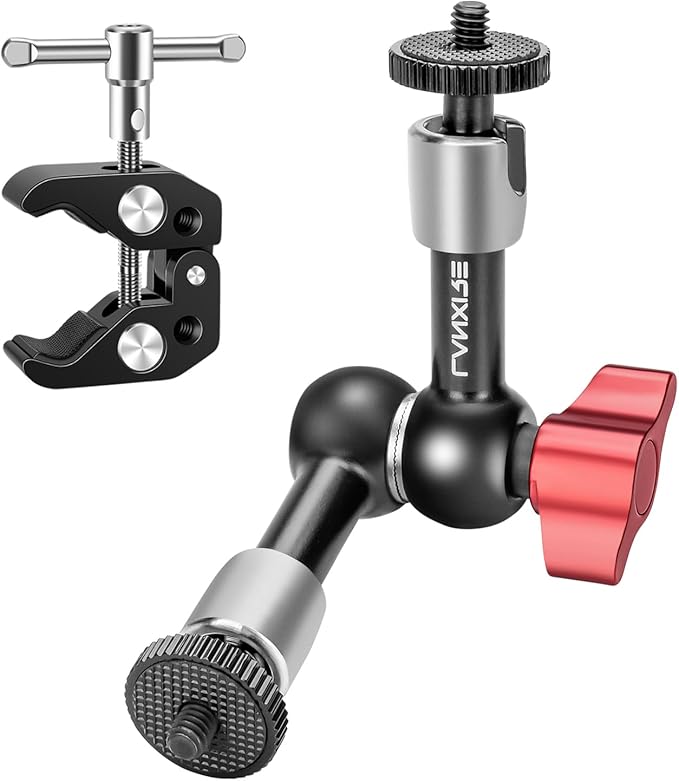 Super Camera Clamp with 5 x 1/4" and 1 x 3/8" Thread - 5.9" Rosette Magic Arm - 1/4"-20 Screw - for Smallrig Camera Cage, Monitors, LED Lights, Action Camera - Max Load up to 2kg/4.4lb