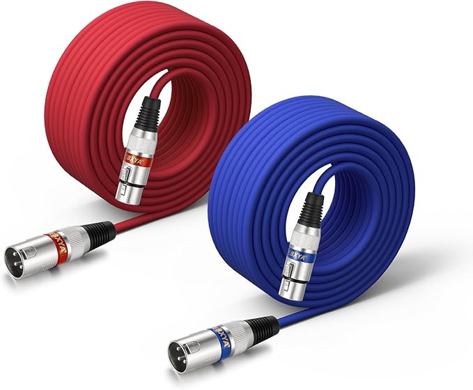 EBXYA XLR Cables 50 ft 2 Pack - Balanced DMX Mic Cables Male to Female, Suitable for Microphones, Radio Station, Stage Lighting