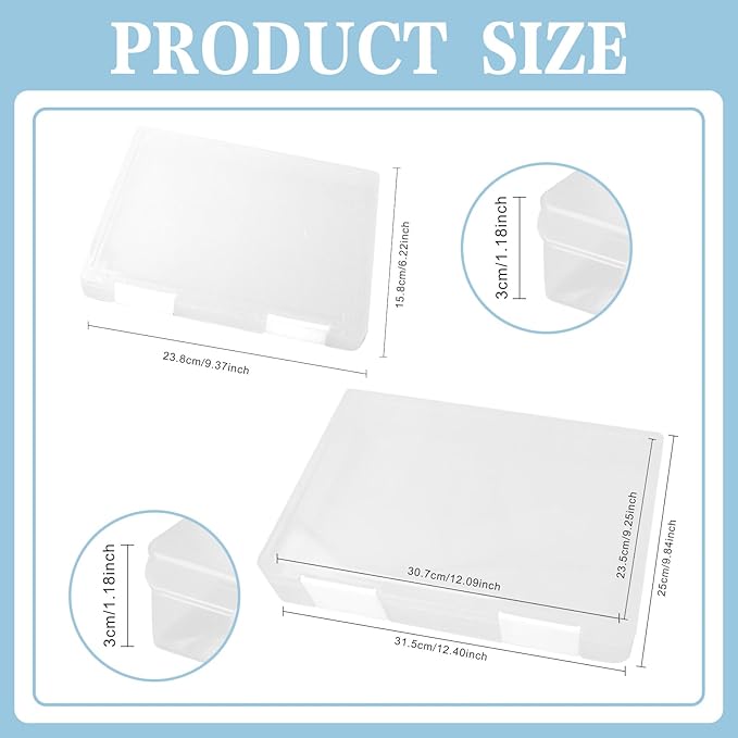 Olutacot 12 Pcs Clear A4 A5 File Box Document Plastic Storage Box with 48 Labels File Holder Organizer Box Paper Plastic Case Magazine Protector with Buckle Office School Supplies(White)