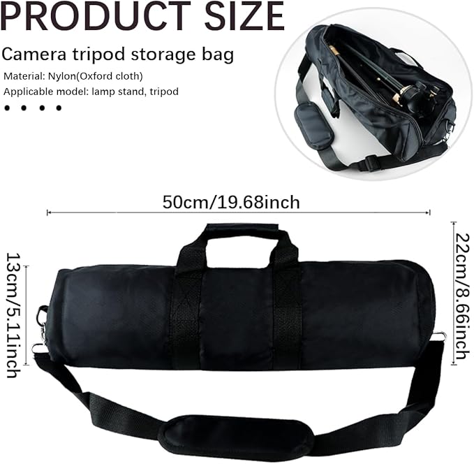 Tripod Case with Shoulder Strap, Padded Compact Case, Full Length Zippered Closure for Tripod, Mic Stand, Tent Pole