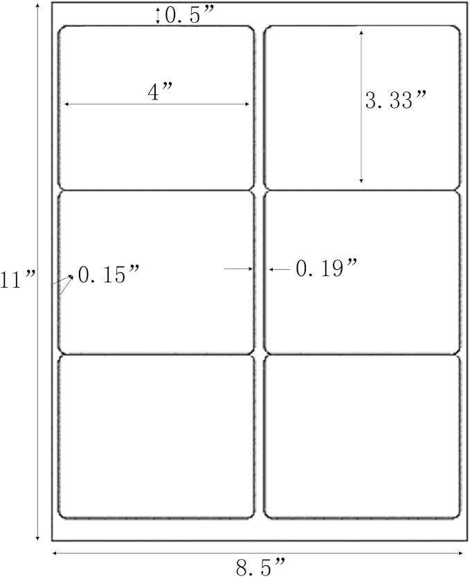 MPRT 1000 Sheets 3-1/3" x 4" Shipping Address Labels Printable Label Stickers Paper for Laser/Inkjet Printer 6 per Page Mailing Labels, FBA Box Labels - Matte, 6000 Labels