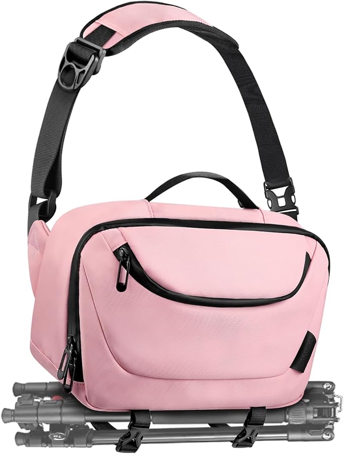 TAAOKA Camera Sling Bag,Waterproof Camera Case with Tripod Holder,Lightweight DSLR/SLR/Mirrorless Camera Bags Crossbody for photographers-Pink