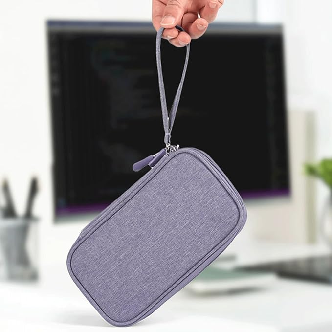 Electronics Organizer Travel Bag, Small Cable Organizer Case Waterproof Accessories Pouch, Travel Electronic Carrying Case for Cable, Cord, Charger, Phone, Power Bank, Earphone (Purple)