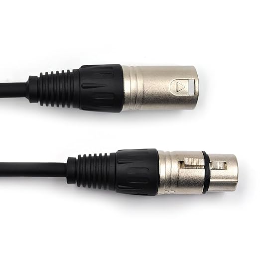 (4-Pack) 25 Foot, XLR Microphone Cable 3-pin XLR Speaker Cable Male to Female Balanced Mic Cable, Black