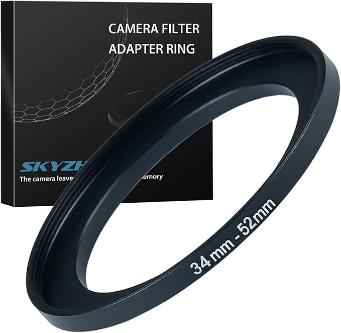 34mm to 52mm Step up Ring Filter Adapter Metal Ring Step up Rings Adapter Filter Compatible with All 52mm UV,CPL,ND,Lens Hood,Threaded Lens ect (34mm to 52mm)