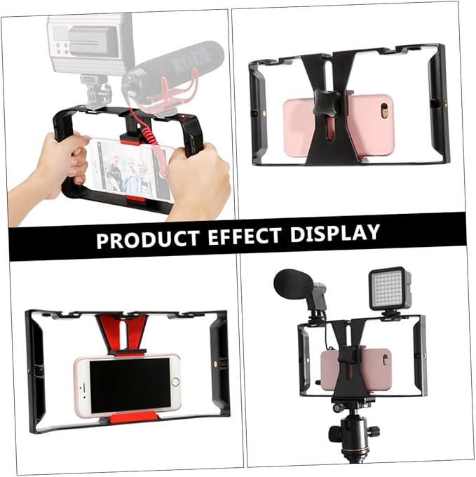 Smartphone Radio Rig Handheld Camera Holder for Filmmaking Vlogging and Live Streaming Portable Phone Bracket Compatible with Smartphones for and Black Red