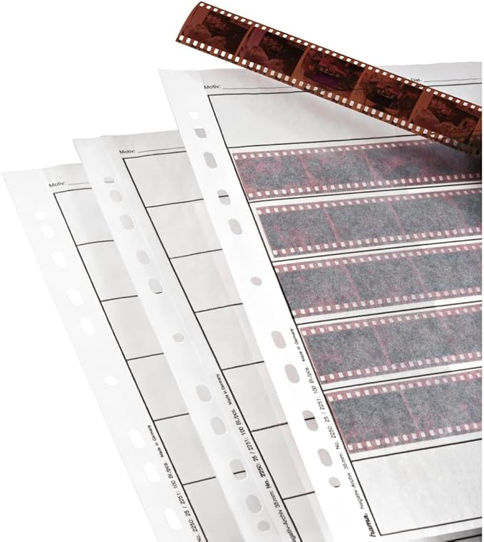 Hama 2250 Negative File Storage Sleeves, Each Holding 7 Strips of 6 (24 x 36 mm) Frames, Glassine (Pack of 25)
