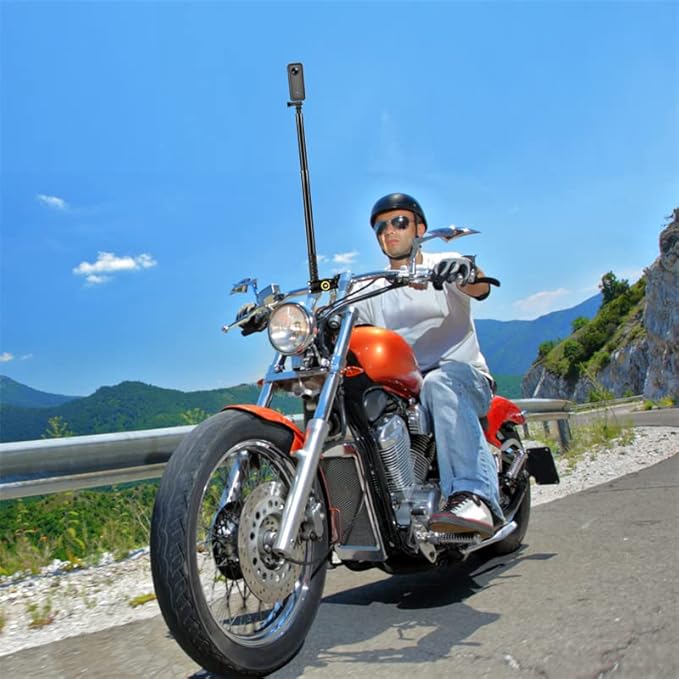 Kalofaye Motorcycle Bicycle Selfie Stick, Third Person Perspective Handlebar Mount Camera Bracket for Ride Tracking Shooting for GoPro Hero 12/11/10/9/8 Insta360 X5 / X4 / X3 ONE X/ONE Action Camera