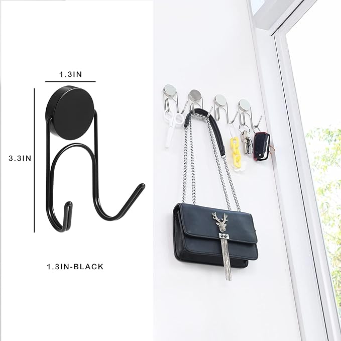 Buelkmag Magnetic Hooks 80Lbs+ 304 Stainless Steel Hooks Heavy Duty Magnets Hanging Hooks for Refrigerator Grill Toolbox Cabins Outdoor,2026 Cruise Essentials Camper Accessories 4pack (Black)