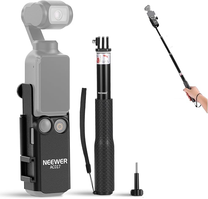 NEEWER Basics Pocket 3 Extension Adapter & Selfie Stick for Tripod Compatible with DJI Osmo Pocket 3, Expansion Cage Frame Mount Kit, Gimbal Camera Vlogging Video Recording, GP-59