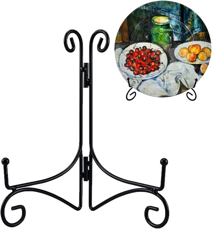 Plate Stand, 10 Inch Plate Holder for Display, Tabletop Black Iron Easel for Photo, Picture Frame, Artwork, Album Card and Decorative Plates (Black Color, 2-Pack)