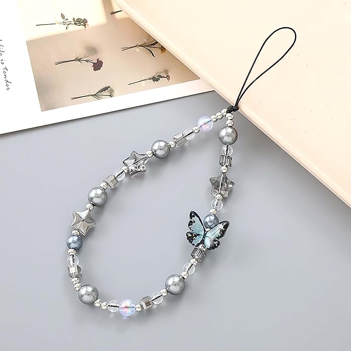 Beaded Phone Charm Lanyard Strap Girly Style Fixed Beads Pearl Lanyards