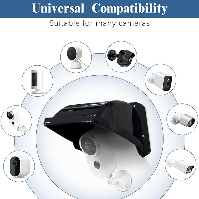Universal Security Camera Covers Shield Sun Rain, Waterproof Protective Roof for Bullet, Dome Cameras, ABS Plastic Shade Cover (Black)
